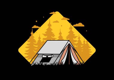 Colorful double layer tent flat illustration badge design