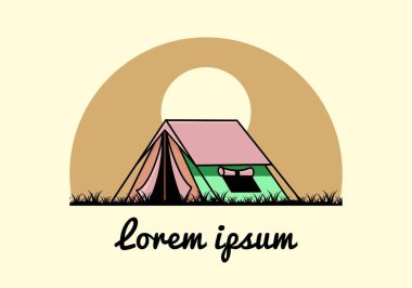 Colorful double layer tent flat illustration badge design