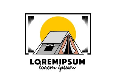 Colorful double layer tent flat illustration badge design