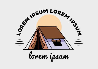 Colorful double layer tent flat illustration badge design
