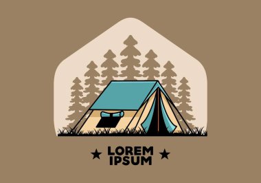 Colorful double layer tent flat illustration badge design