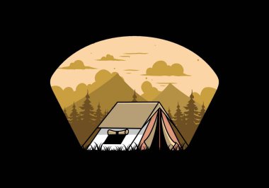 Colorful double layer tent flat illustration badge design