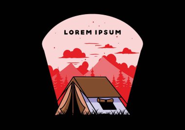 Colorful double layer tent flat illustration badge design