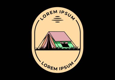 Colorful double layer tent flat illustration badge design
