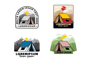 Colorful double layer tent flat illustration badge design