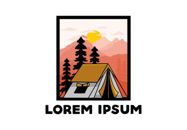 Colorful double layer tent flat illustration badge design