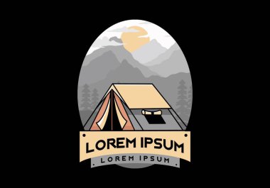 Colorful double layer tent flat illustration badge design