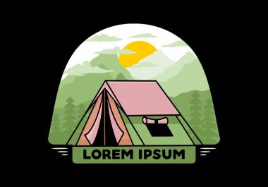 Colorful double layer tent flat illustration badge design