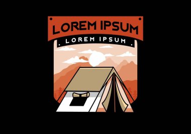 Colorful double layer tent flat illustration badge design