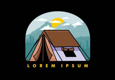 Colorful double layer tent flat illustration badge design