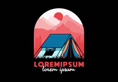 Colorful double layer tent flat illustration badge design