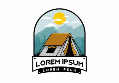 Colorful double layer tent flat illustration badge design