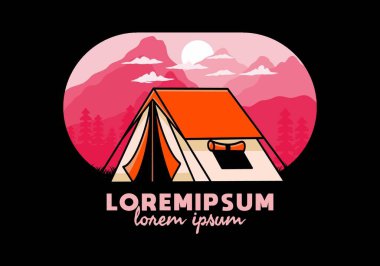 Colorful double layer tent flat illustration badge design
