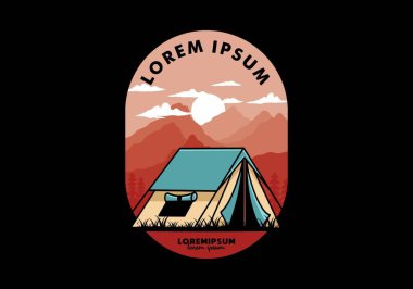 Colorful double layer tent flat illustration badge design