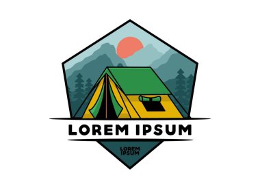 Colorful double layer tent flat illustration badge design