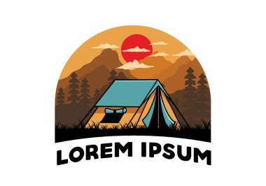 Colorful double layer tent flat illustration badge design