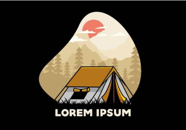 Colorful double layer tent flat illustration badge design