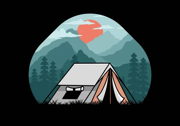 Colorful Double Layer Tent Flat Illustration Badge Design — Vetor de Stock