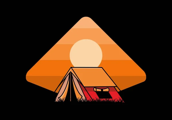 Colorful Double Layer Tent Flat Illustration Badge Design — Διανυσματικό Αρχείο