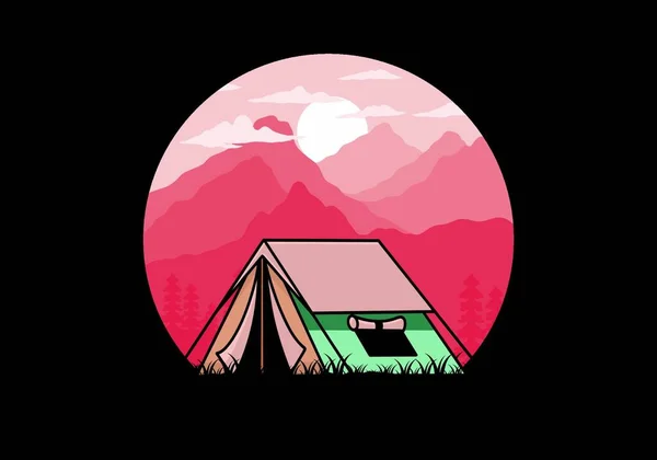 Colorful Double Layer Tent Flat Illustration Badge Design — Vetor de Stock