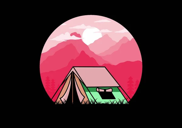 Colorful Double Layer Tent Flat Illustration Badge Design — стоковый вектор