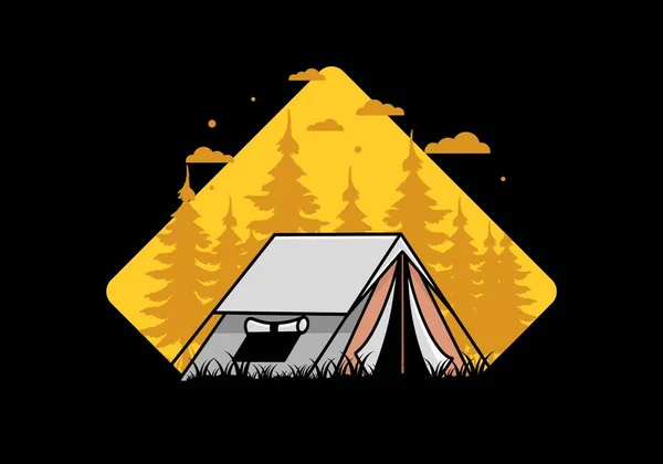 Colorful Double Layer Tent Flat Illustration Badge Design — Stockvektor