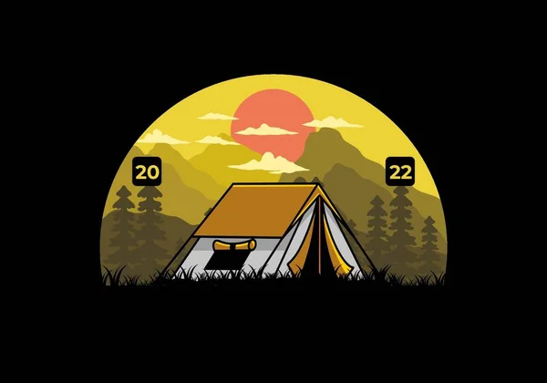 Colorful Double Layer Tent Flat Illustration Badge Design — Stock vektor