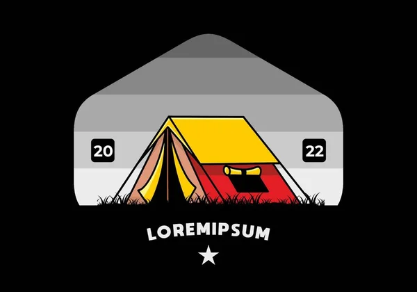 Colorful Double Layer Tent Flat Illustration Badge Design — Διανυσματικό Αρχείο