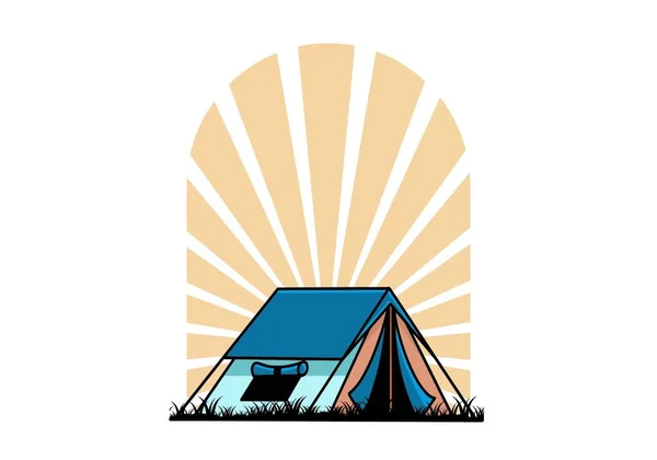 Colorful Double Layer Tent Flat Illustration Badge Design — стоковый вектор