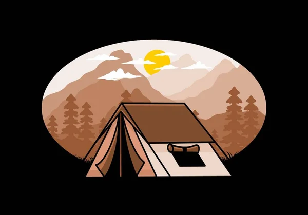 Colorful Double Layer Tent Flat Illustration Badge Design — 스톡 벡터