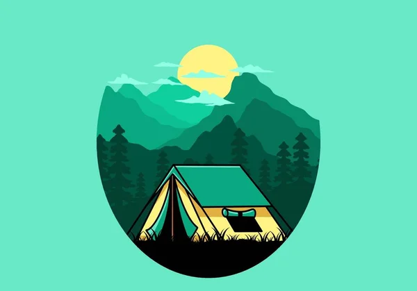 Colorful Double Layer Tent Flat Illustration Badge Design — Διανυσματικό Αρχείο