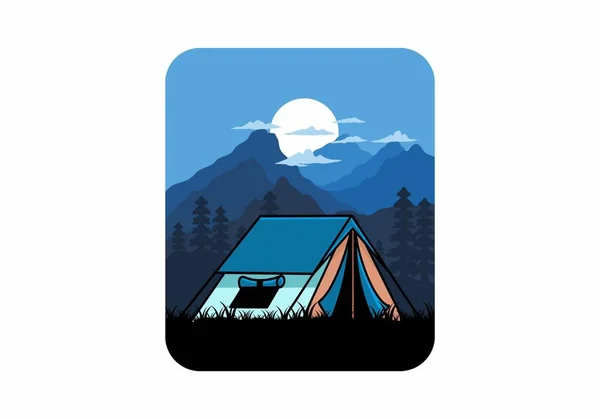 Colorful Double Layer Tent Flat Illustration Badge Design — Stockvector