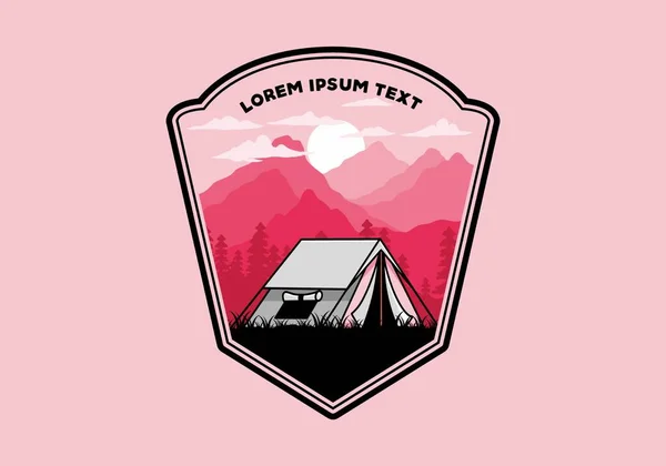 Colorful Double Layer Tent Flat Illustration Badge Design — Vetor de Stock