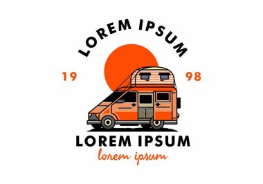 Çatı kutusu çizim rozeti tasarımlı büyük bir minibüs kampçısı.