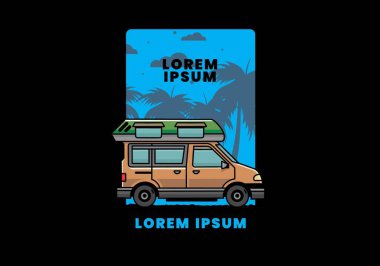 Renkli Van Camper çizim rozeti tasarımı