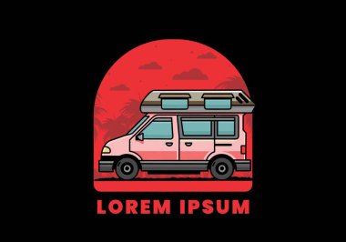 Renkli Van Camper çizim rozeti tasarımı