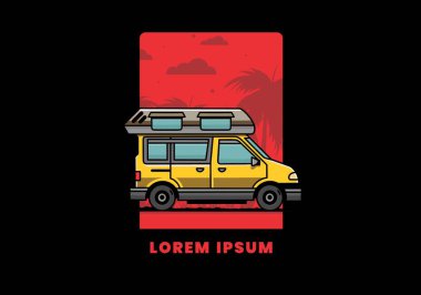 Renkli Van Camper çizim rozeti tasarımı