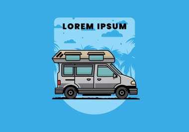 Renkli Van Camper çizim rozeti tasarımı