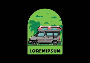 Renkli Van Camper çizim rozeti tasarımı