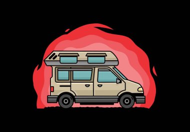 Renkli Van Camper çizim rozeti tasarımı