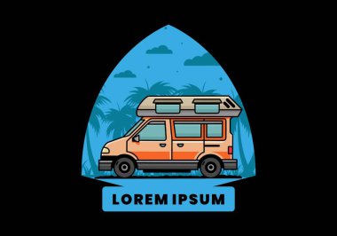Renkli Van Camper çizim rozeti tasarımı