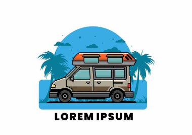 Renkli Van Camper çizim rozeti tasarımı