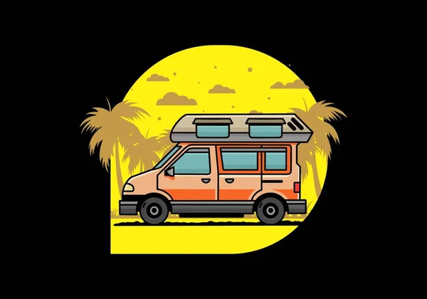 Bunte Van Camper Illustration Abzeichen Design — Stockvektor