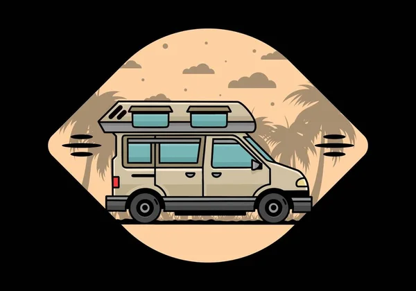 Bunte Van Camper Illustration Abzeichen Design — Stockvektor