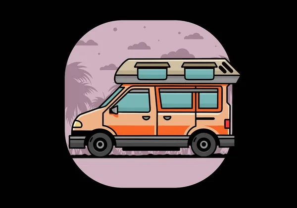 Bunte Van Camper Illustration Abzeichen Design — Stockvektor