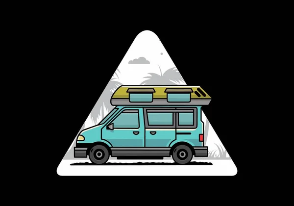 Van Colorido Camper Ilustración Insignia Diseño — Vector de stock