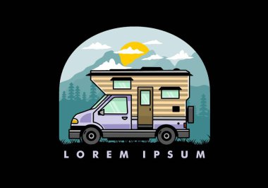 Minibüs kutusu macera kampı çizimi