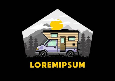 Minibüs kutusu macera kampı çizimi