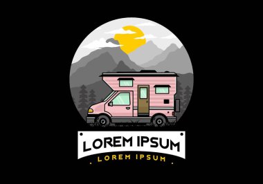 Minibüs kutusu macera kampı çizimi