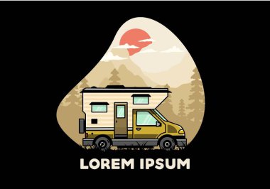 Minibüs kutusu macera kampı çizimi